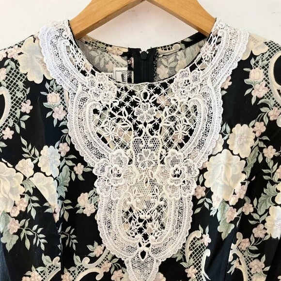 Vintage Gunne Sax Jessica McClintock Lace Prairie Cottagecore Dress Sz 12 - Picture 6 of 9